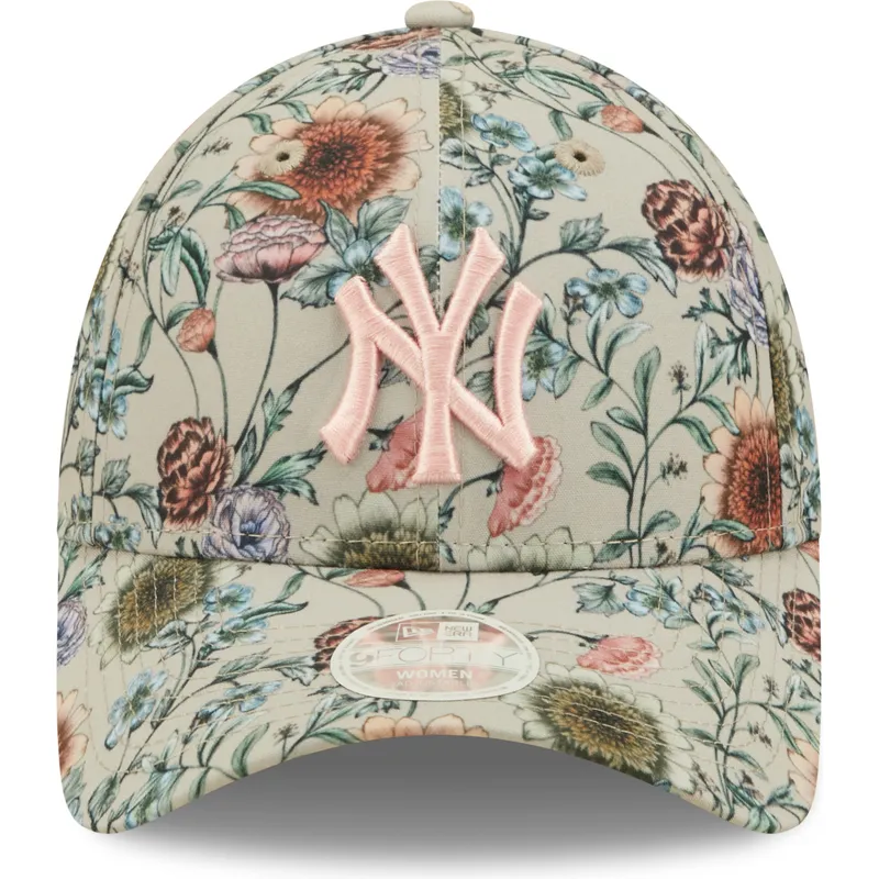 kepsar-curva-beige-justerbart-band-9forty-all-over-print-floral-fran-new-york-yankees-mlb-av-new-era