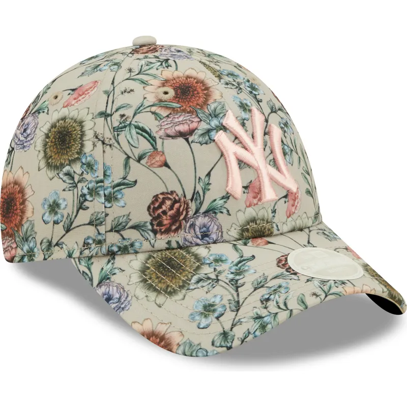 kepsar-curva-beige-justerbart-band-9forty-all-over-print-floral-fran-new-york-yankees-mlb-av-new-era