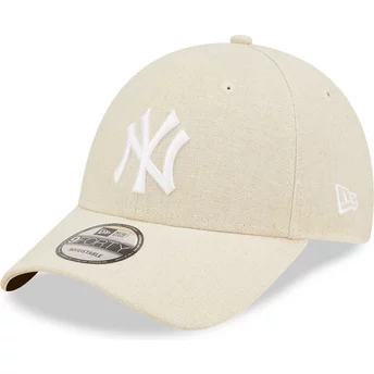 Justerbar beige kurvad keps 9FORTY Linen från New York Yankees MLB av New Era