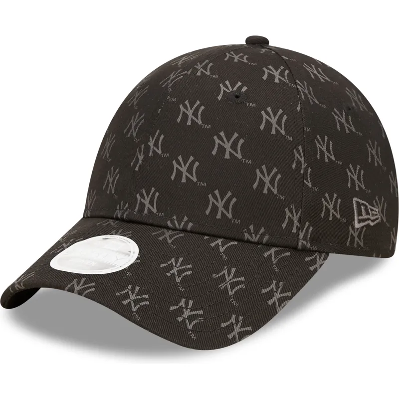 svart-justerbar-kurvad-keps-for-dam-9forty-monogram-fran-new-york-yankees-mlb-av-new-era