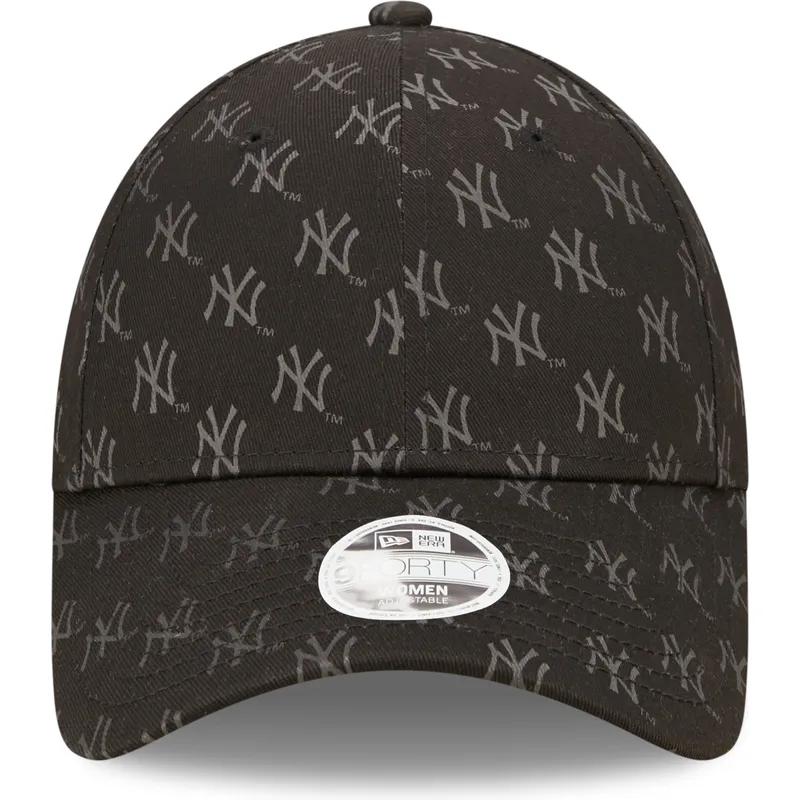 svart-justerbar-kurvad-keps-for-dam-9forty-monogram-fran-new-york-yankees-mlb-av-new-era