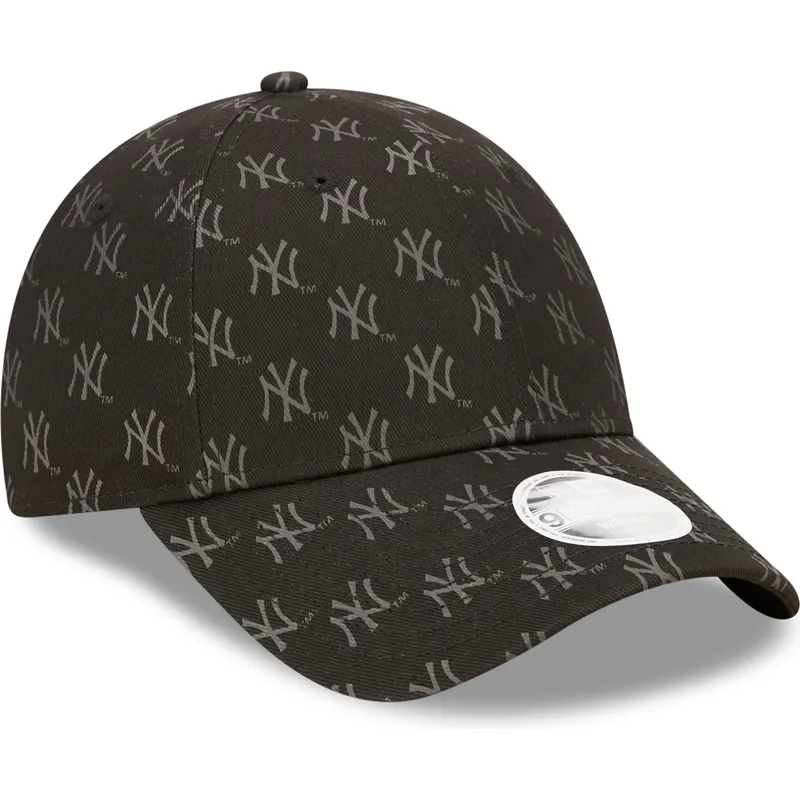svart-justerbar-kurvad-keps-for-dam-9forty-monogram-fran-new-york-yankees-mlb-av-new-era