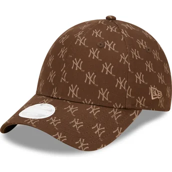 new-era-new-york-yankees-mlb-9forty-monogram-brun-justerbar-kurvad-keps-for-kvinnor