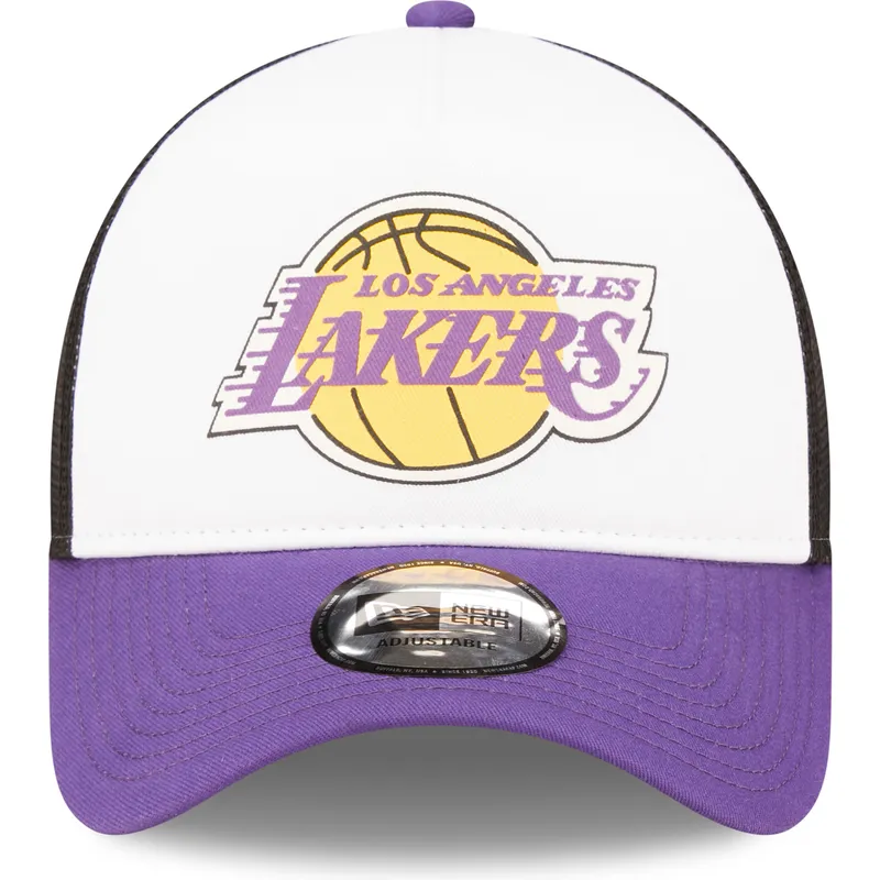 vit-svart-och-lila-trucker-keps-a-frame-team-colour-fran-los-angeles-lakers-nba-av-new-era