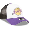 vit-svart-och-lila-trucker-keps-a-frame-team-colour-fran-los-angeles-lakers-nba-av-new-era