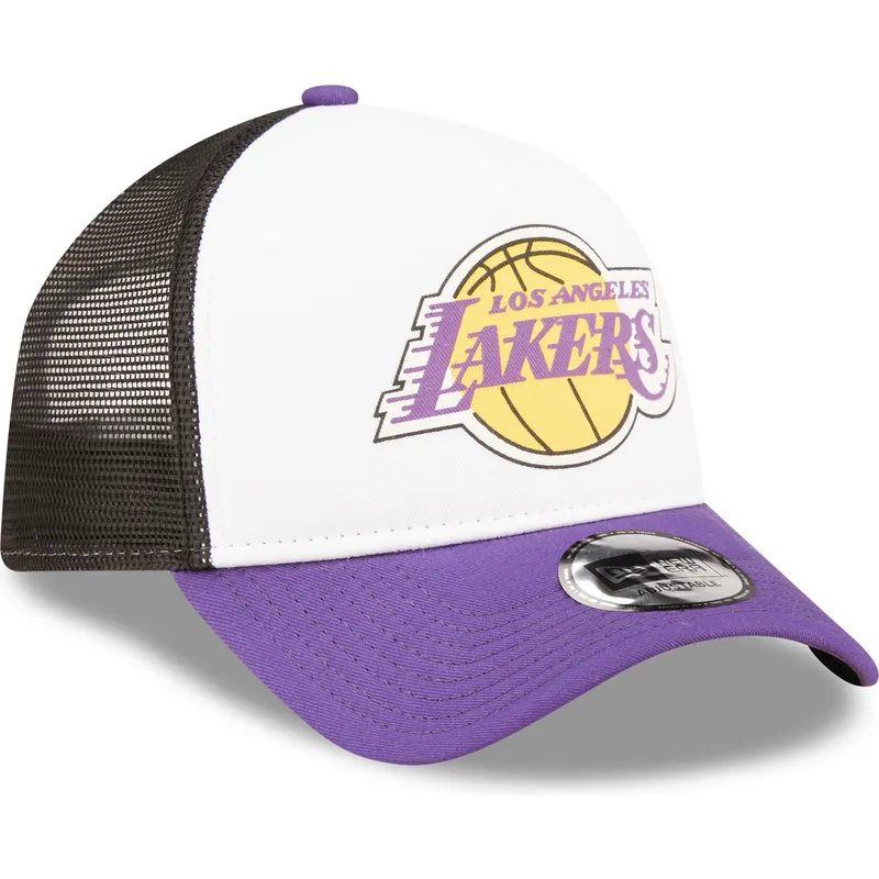 vit-svart-och-lila-trucker-keps-a-frame-team-colour-fran-los-angeles-lakers-nba-av-new-era
