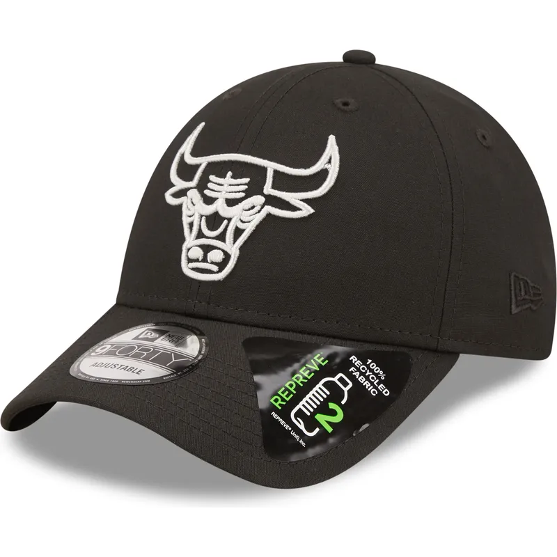svart-justerbar-bojd-keps-9forty-repreve-monochrom-fran-chicago-bulls-nba-av-new-era