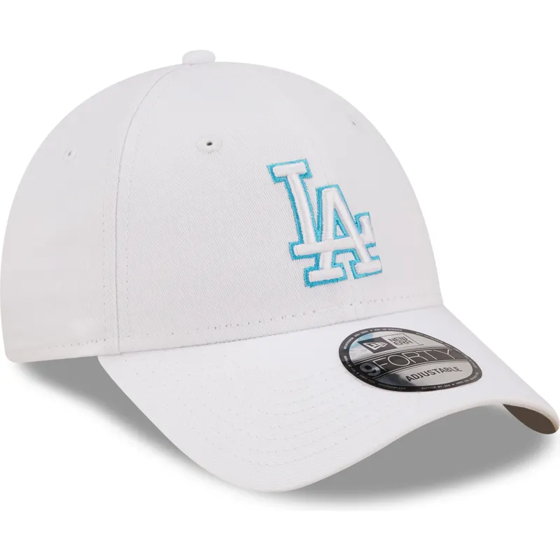 kepsar-curva-vit-justerbart-band-9forty-neon-outline-fran-los-angeles-dodgers-mlb-av-new-era