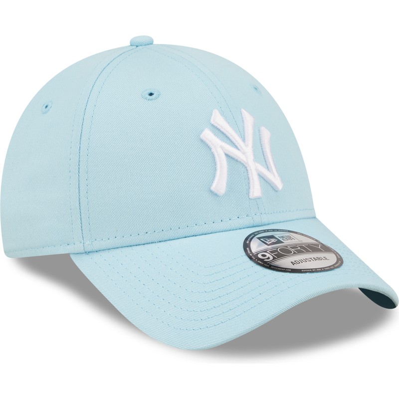 new-era-curved-brim-9forty-league-essential-new-york-yankees-mlb-light-blue-adjustable-cap