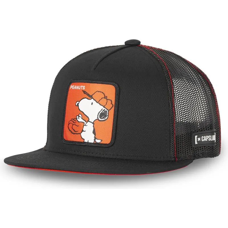 kepsar-plana-svart-snapback-snoopy-jordnotter-av-capslab kepsar-plana-svart-snapback-snoopy-jordnotter-av-capslab