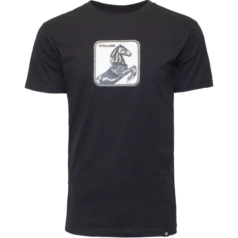 t-shirt-kort-arm-svart-fran-camiseta-manga-corta-negra-caballo-stallion-stud-the-farm-the-farm-av-goorin-bros