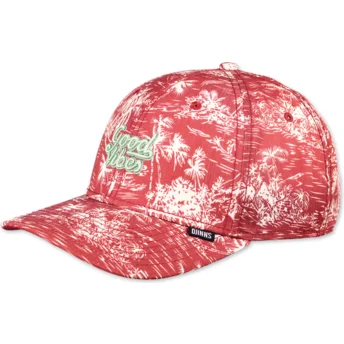 Djinns Curved Brim Good Aloha TrueFit Red Adjustable Cap