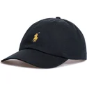 svart-justerbar-keps-med-bojd-skarm-och-gyllene-logotyp-cotton-chino-classic-sport-fran-polo-ralph-lauren
