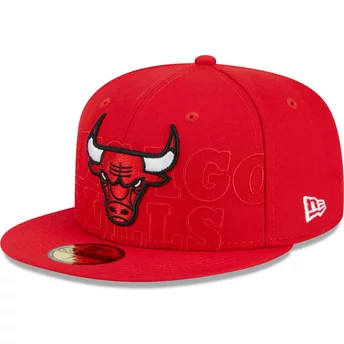Röd justerbar 59FIFTY platt keps, Draft Edition 2023, från Chicago Bulls NBA av New Era