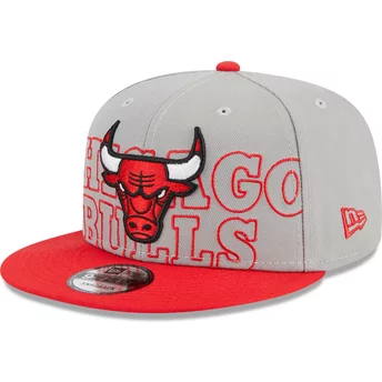 Gra och röd platt snapback-keps 9FIFTY Draft Edition 2023 från Chicago Bulls NBA av New Era