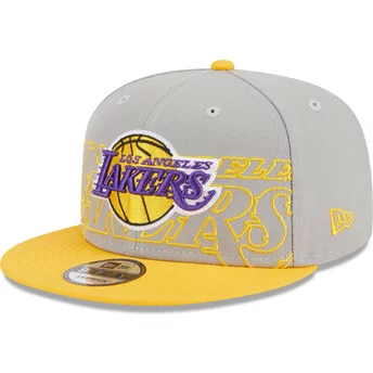 Gra och gul flat keps snapback 9FIFTY Draft Edition 2023 från Los Angeles Lakers NBA av New Era