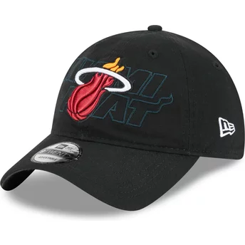 New Era Curved Brim 9TWENTY Draft Edition 2023 Miami Heat NBA Black Adjustable Cap