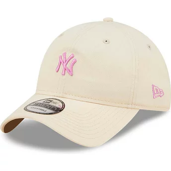 Ljusrosa justerbar böjd keps med rosa 9TWENTY Mini-Logo för New York Yankees MLB från New Era