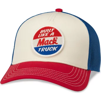 Vit, blå och röd truckerkeps snapback Mack Trucks Twill Valin Patch från American Needle