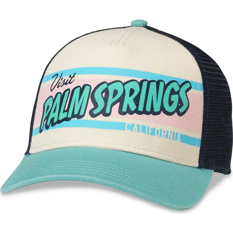 truckerkeps-beige-marinbla-och-gron-snapback-palm-springs-california-sinclair-fran-american-needle