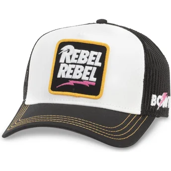 Svartvit truckerkeps snapback David Bowie Rebel Rebel Valin från American Needle