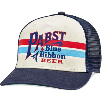 beige-och-marinbla-snapback-truckerkeps-pabst-blue-ribbon-sinclair-fran-american-needle
