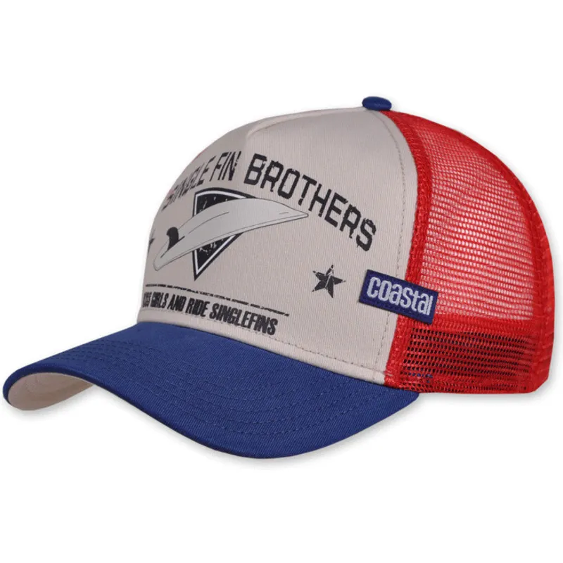 beige-rod-och-bla-trucker-keps-single-fin-brothers-hft-fran-coastal