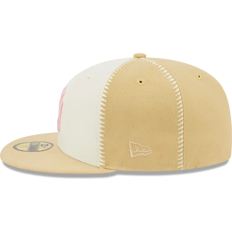 kepsar-plana-beige-justerad-rosa-59fifty-seam-stitch-fran-new-york-yankees-mlb-av-new-era