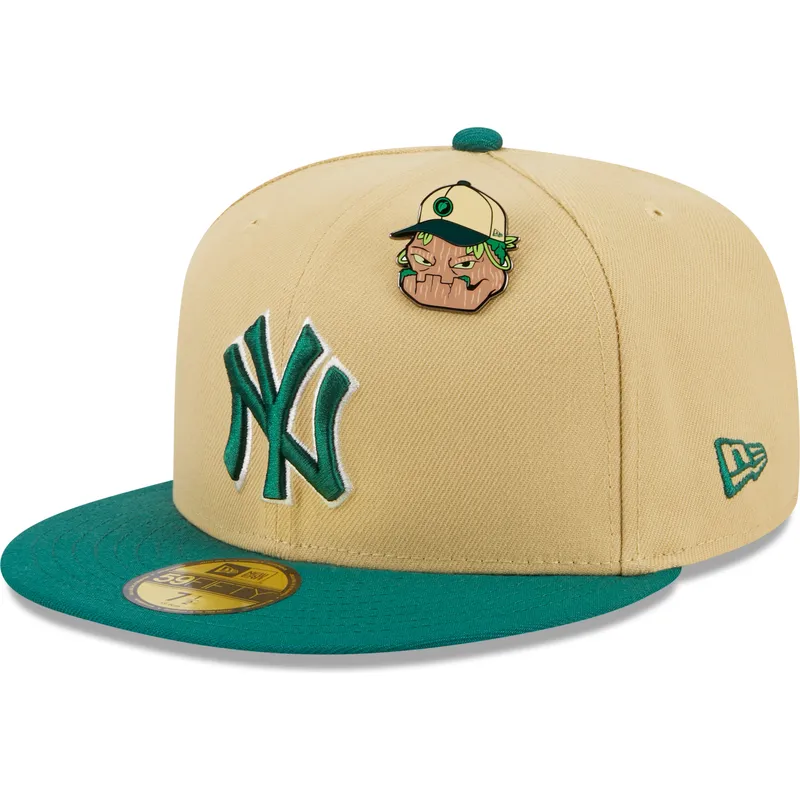 platt-beige-och-gron-fitted-keps-59fifty-the-elements-earth-pin-new-york-yankees-mlb-fran-new-era