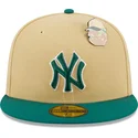 platt-beige-och-gron-fitted-keps-59fifty-the-elements-earth-pin-new-york-yankees-mlb-fran-new-era