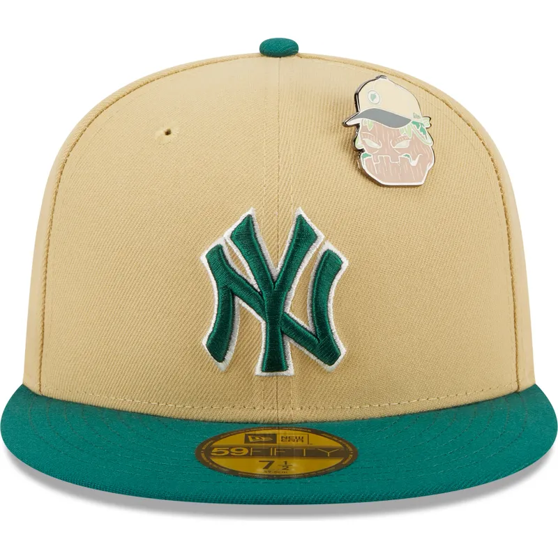 platt-beige-och-gron-fitted-keps-59fifty-the-elements-earth-pin-new-york-yankees-mlb-fran-new-era
