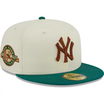Grå och grön justerbar platt keps med brunt logotyp 59FIFTY Camp från New York Yankees MLB av New Era