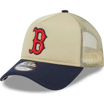 Beige och marinblå 9FORTY A Frame All Day Trucker-keps från Boston Red Sox MLB av New Era