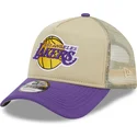beige-och-lila-9forty-a-frame-all-day-trucker-keps-los-angeles-lakers-nba-fran-new-era