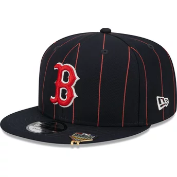 Marinblå platt snapback-keps 9FIFTY Pinstripe Visor Clip från Boston Red Sox MLB av New Era