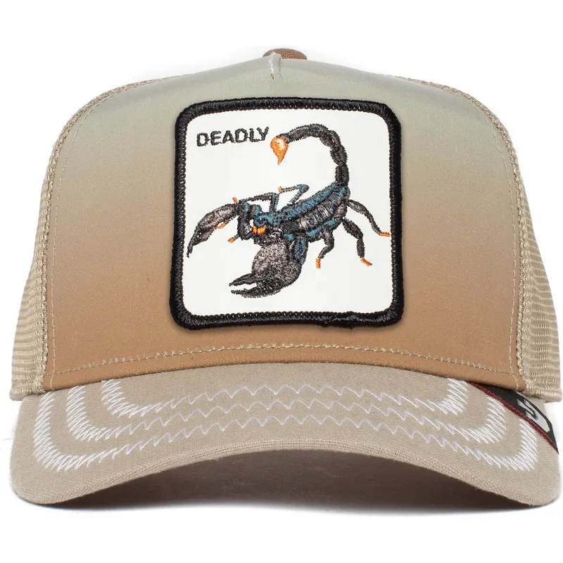 beige-trucker-keps-skorpion-deadly-get-over-here-the-farm-fran-goorin-bros