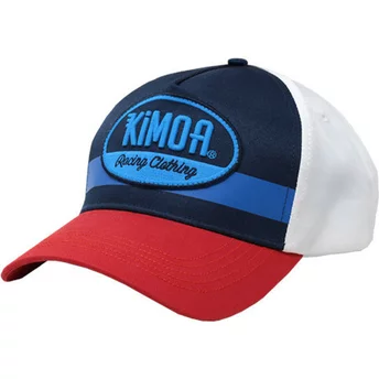 Justerbar Team Turbo keps från Kimoa i blått, vitt och rött med böjd skärm
