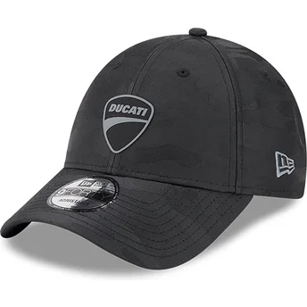Svart justerbar 9FORTY kamouflageböjd keps från Ducati Motor MotoGP av New Era