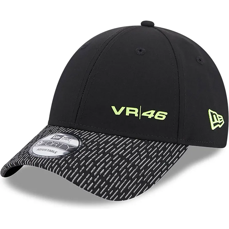 svart-justerbar-kurvad-keps-9forty-reflective-visor-valentino-rossi-vr46-motogp-fran-new-era