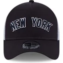 keps-trucker-marinbla-a-frame-team-script-new-york-yankees-mlb-fran-new-era