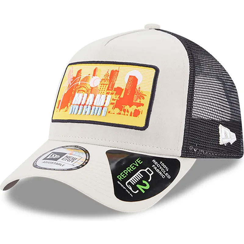 kepsar-curva-beige-snapback-a-frame-repreve-license-plate-fran-miami-av-new-era