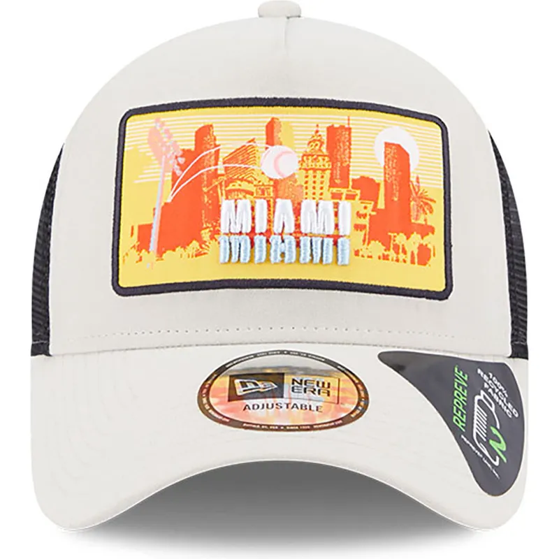 kepsar-curva-beige-snapback-a-frame-repreve-license-plate-fran-miami-av-new-era