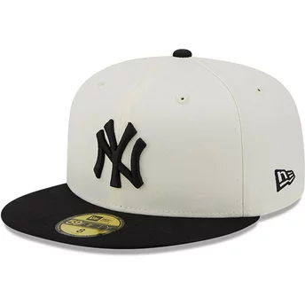 New Era 59FIFTY New York Yankees MLB-mästerskap justerbar svart och vit platt keps