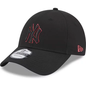 Justerbar 9FORTY Team Outline svart böjd keps från New York Yankees MLB av New Era
