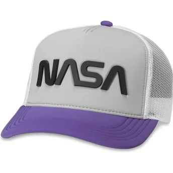 Gorra trucker gris, vit och violett snapback NASA Riptide Valin från American Needle