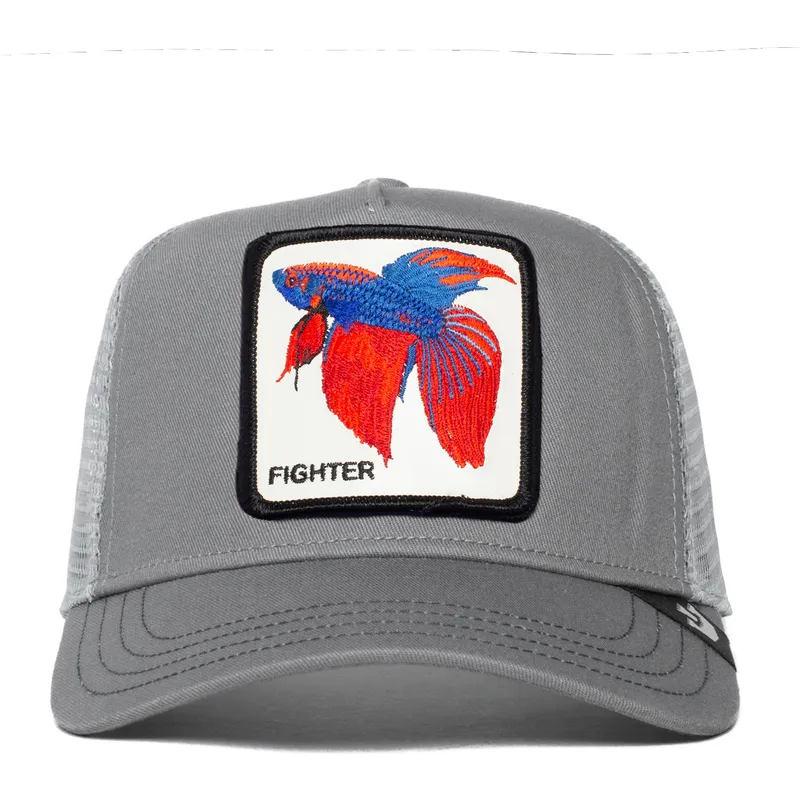 gra-trucker-keps-siamesisk-kampfisk-alpha-betta-truckin-the-farm-fran-goorin-bros