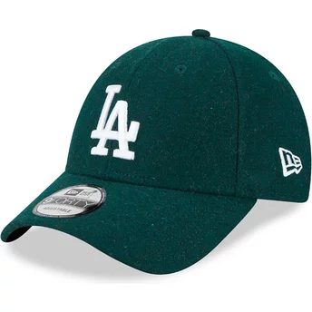 Grön justerbar 9FORTY Essential Melton Wool-kurvmössa från Los Angeles Dodgers MLB av New Era