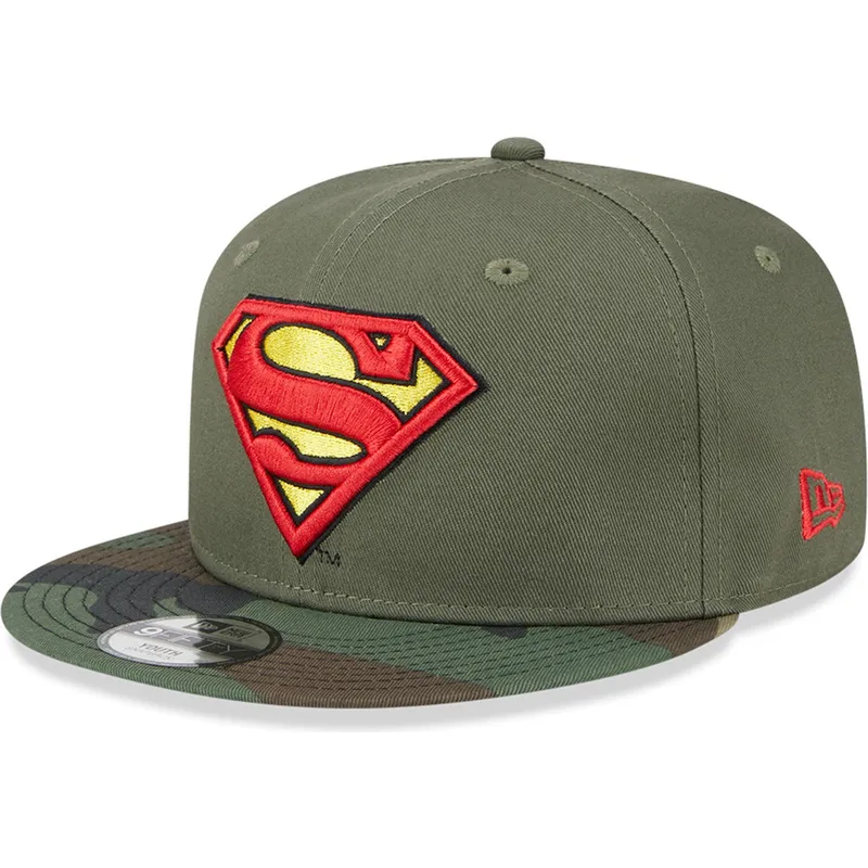 kepsar-plana-gron-snapback-for-barn-camuflaje-9fifty-fran-superman-dc-comics-av-new-era
