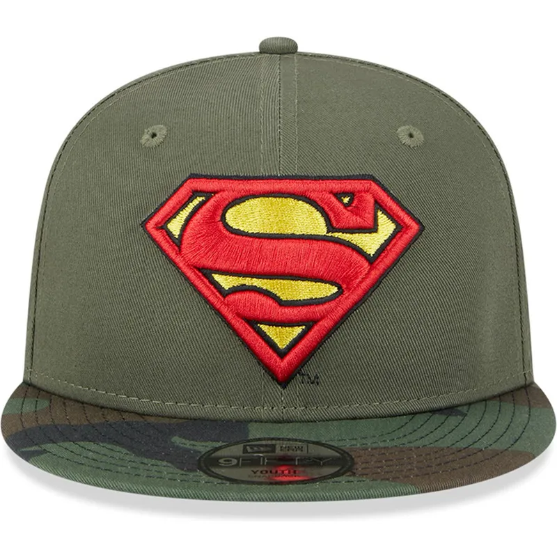 kepsar-plana-gron-snapback-for-barn-camuflaje-9fifty-fran-superman-dc-comics-av-new-era