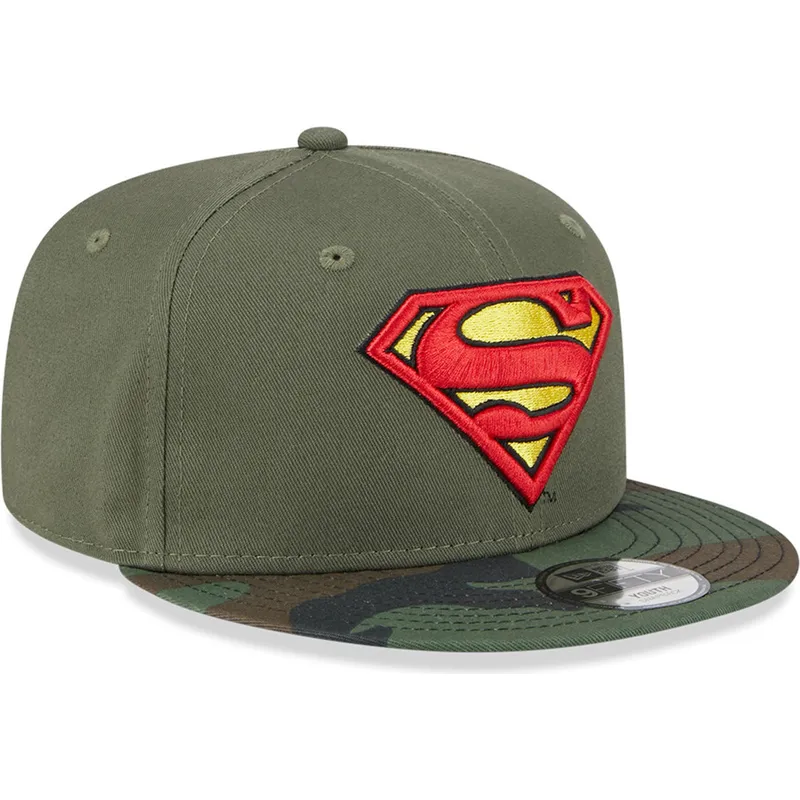 kepsar-plana-gron-snapback-for-barn-camuflaje-9fifty-fran-superman-dc-comics-av-new-era